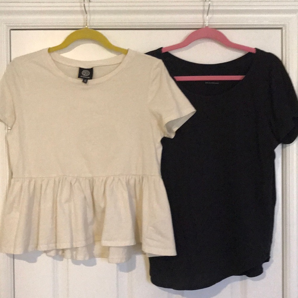 Off-white Bobeau peplum & Black Everlane shirt